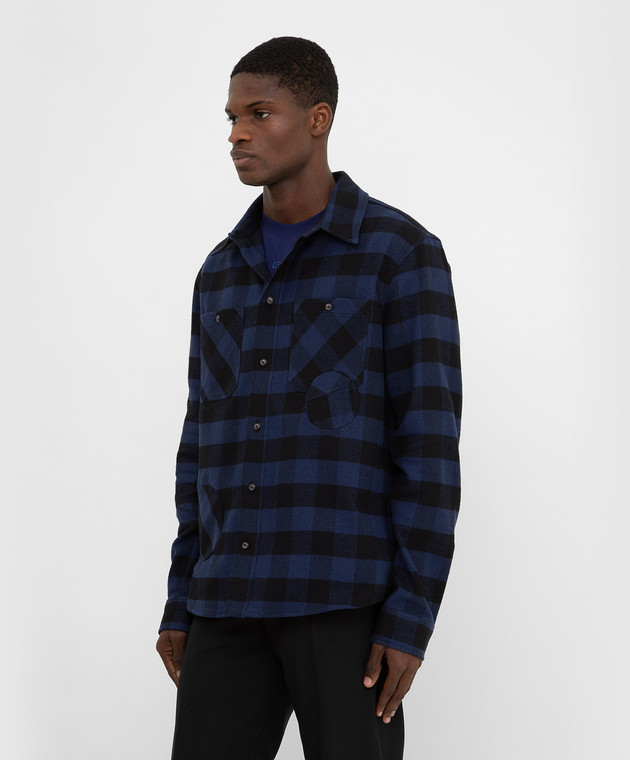 Off-White Темно-синяя рубашка в клетку OMGA188F21FAB001 изображение 3
