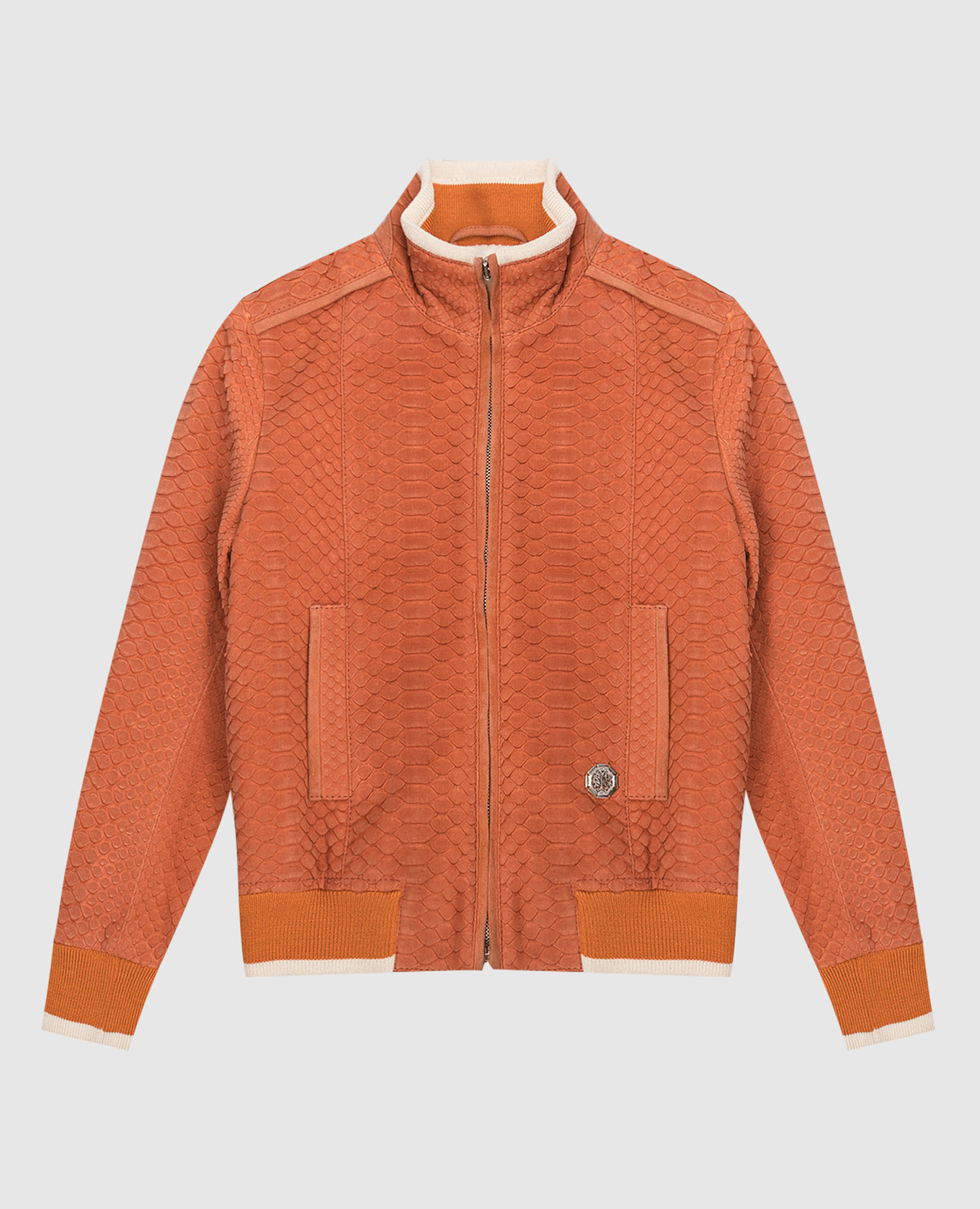 Детская оранжевая куртка из кожи питона