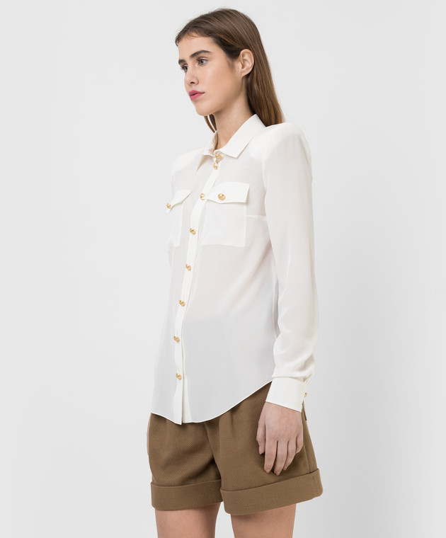 Balmain Молочна шовкова блуза XF1HS050SB01 зображення 3