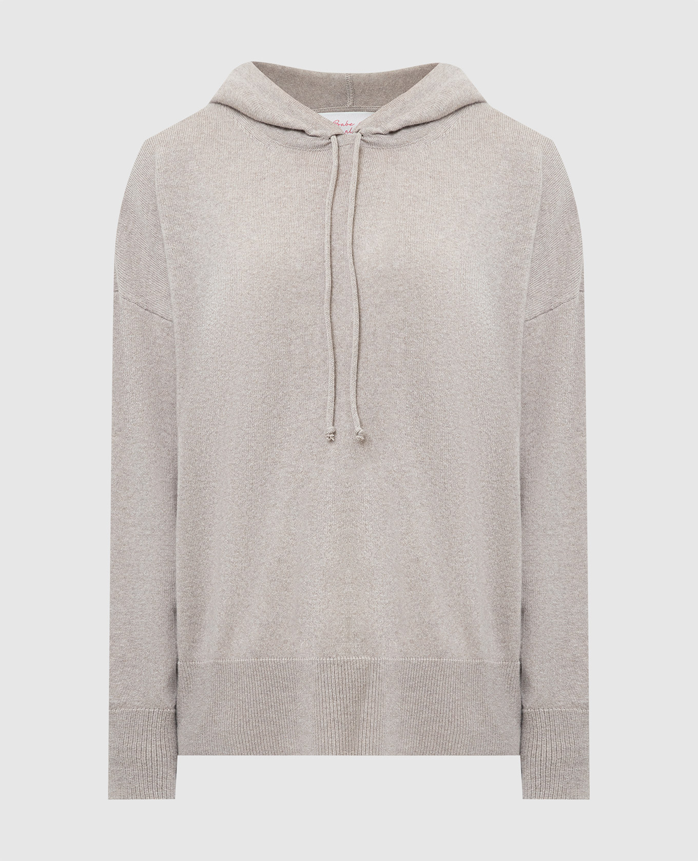 Beige wool and cashmere hooded jumper