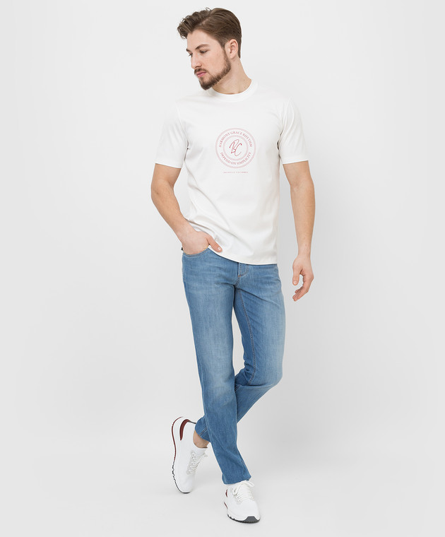 Brunello Cucinelli Біла футболка з принтом логотипу M0T618430 зображення 2