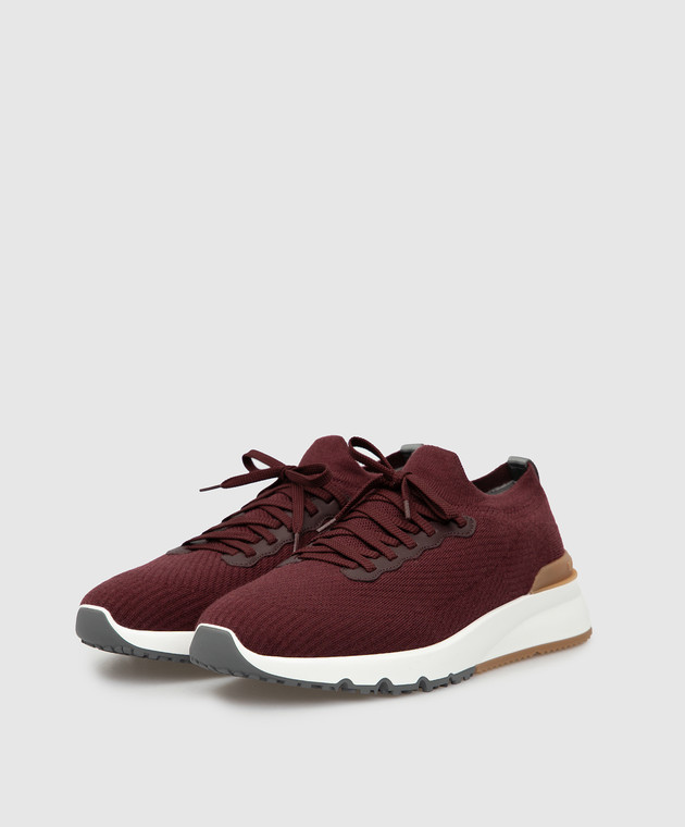 Brunello Cucinelli Бордовые кроссовки из шерсти MZUWLBO253 изображение 3