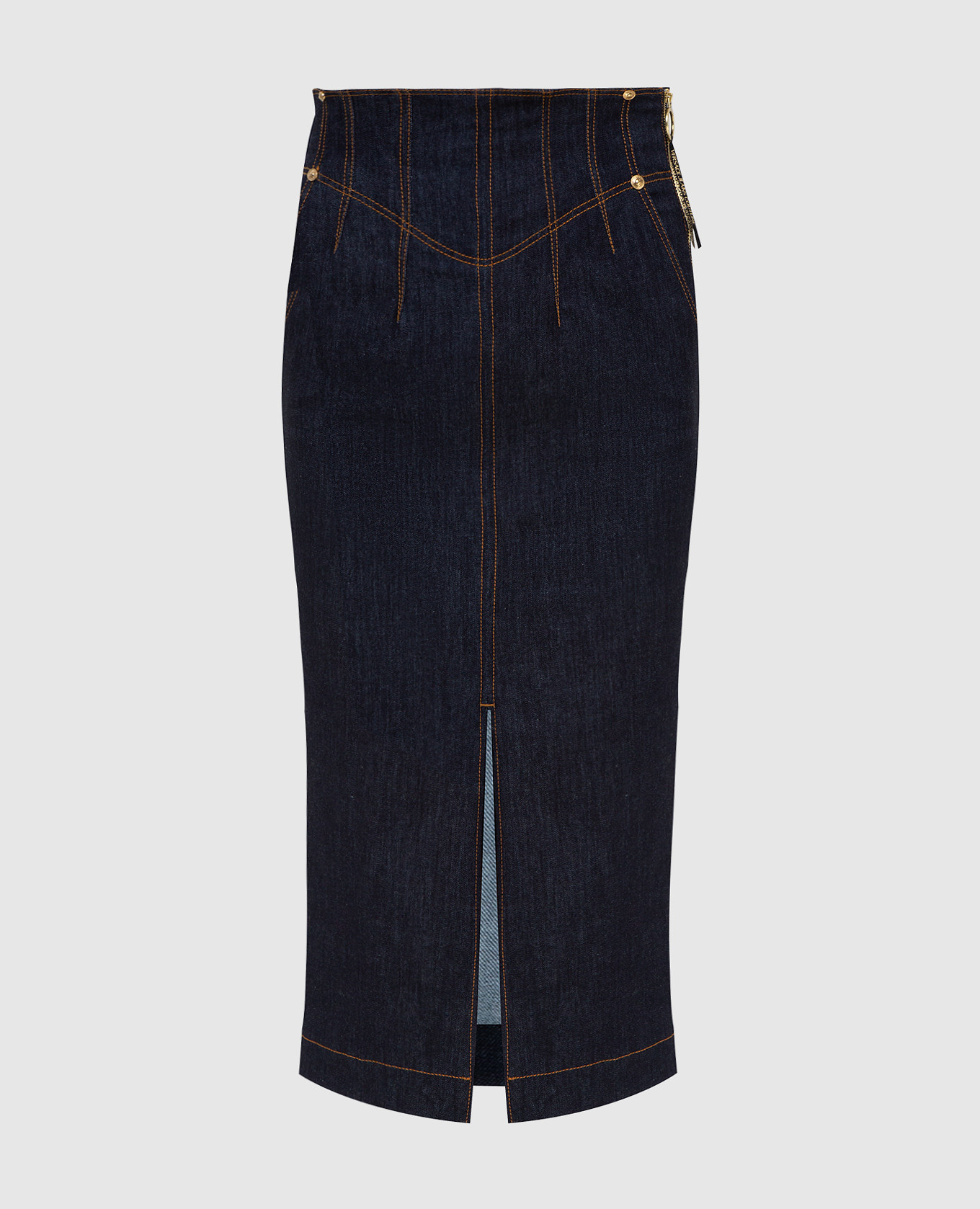 

Джинсовая юбка с разрезом Versace Jeans Couture, Тёмно-синий, Юбки Миди