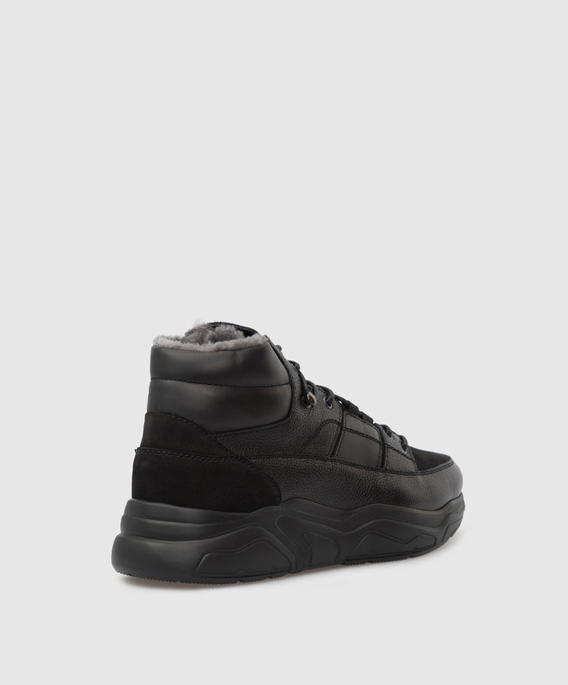 Doucal's Черные кожаные кроссовки на меху DU2902JUSTPM533 изображение 4