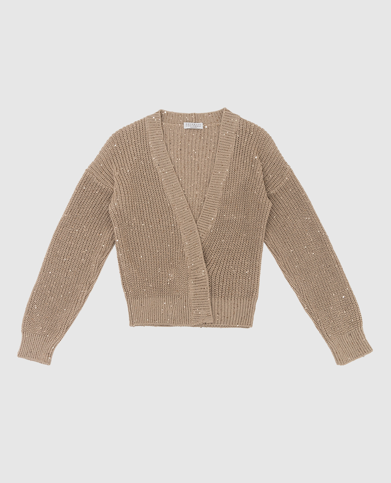 

Детский кардиган с пайетками Brunello Cucinelli, Бежевый, Кардиганы