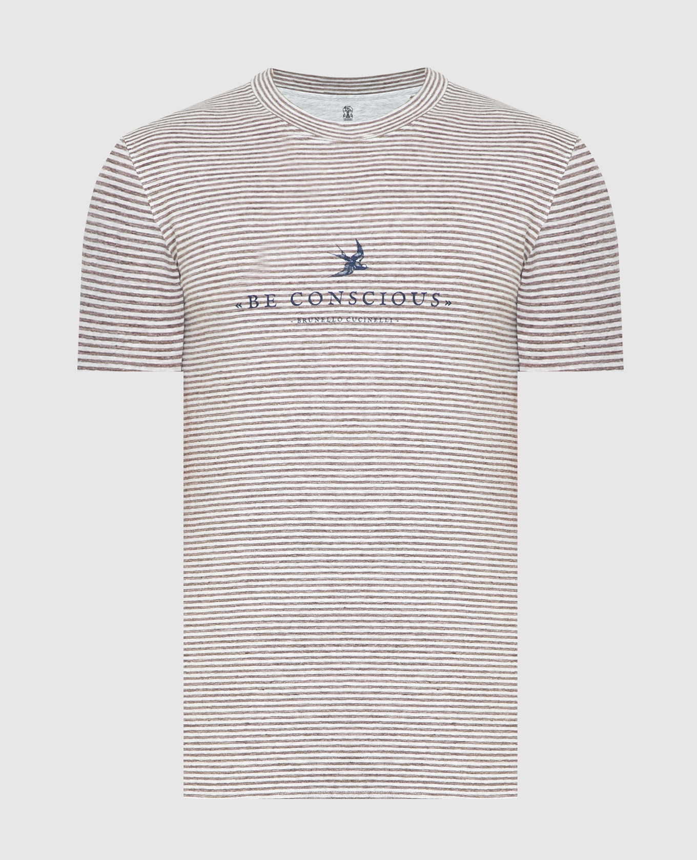 Бежевая футболка из льна Brunello Cucinelli