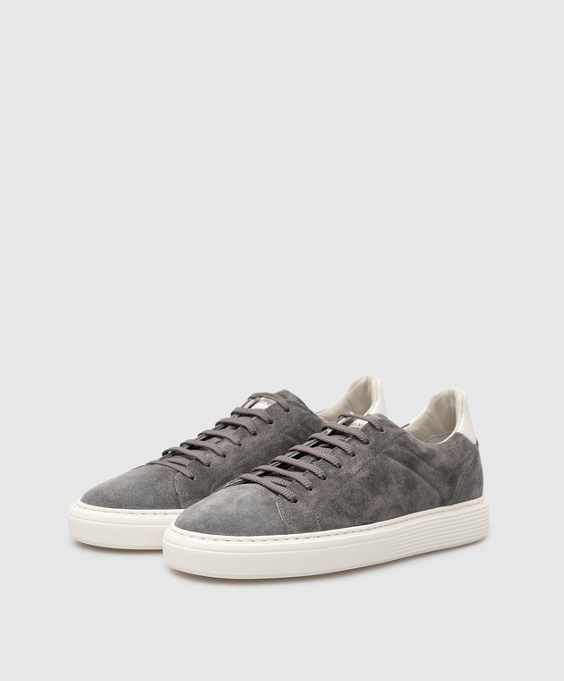 Brunello Cucinelli Темно-серые замшевые сникеры MZUSBBJ264 изображение 3