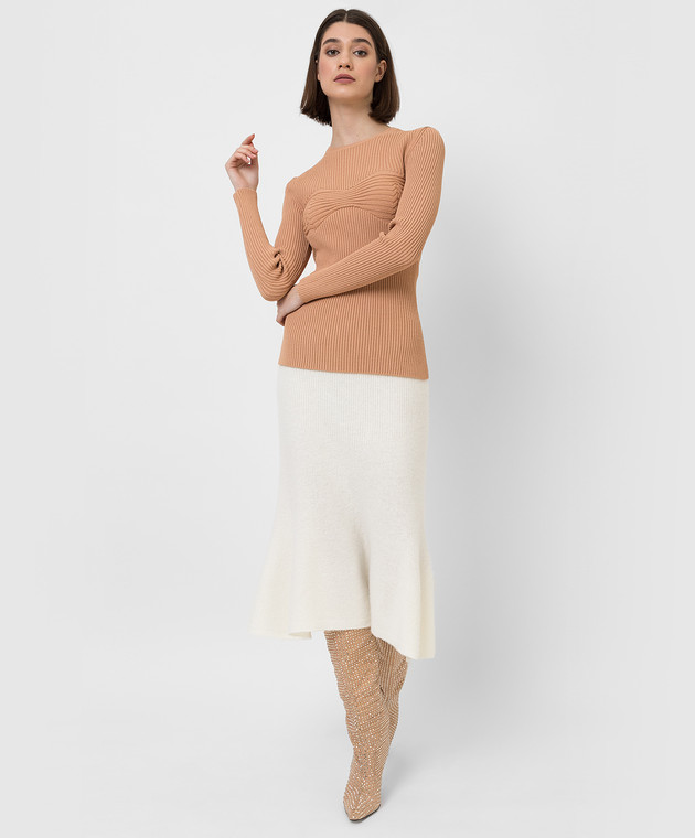 Lanvin Белая юбка годе из шерсти и кашемира RWST0016K001 изображение 2