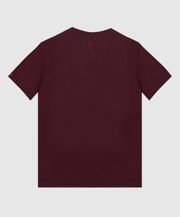 Stefano Ricci Детская бордовая футболка с вышивкой эмблемы YNH7400340803 изображение 2