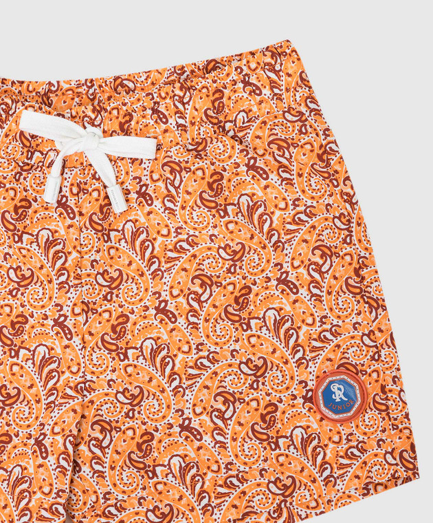 Stefano Ricci Детские оранжевые плавательные шорты в узор YUB7200020B2330J изображение 3