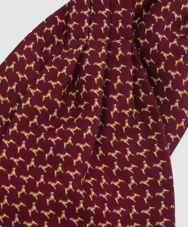 Stefano Ricci Детский бордовый шелковый галстук аскот в узор YASNG300 изображение 2