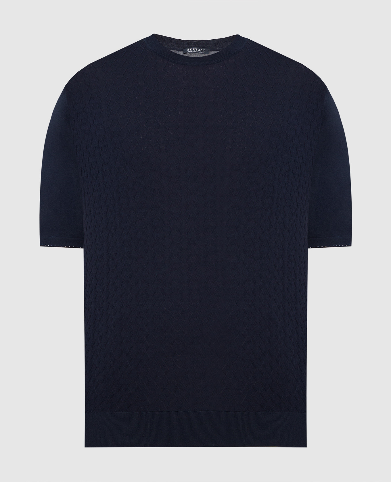 

Темно-синяя футболка с рельефным узором Bertolo Cashmere, Тёмно-синий, Футболки