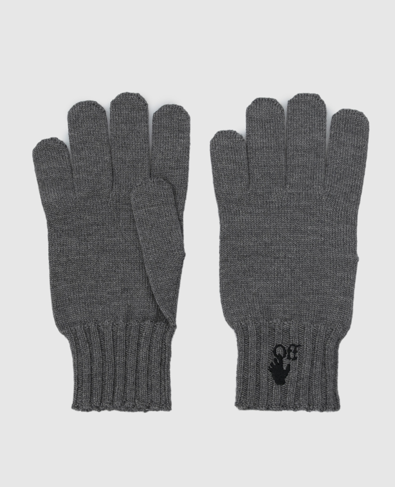 

Серые перчатки из шерсти с вышивкой логотипа, Серый, Перчатки