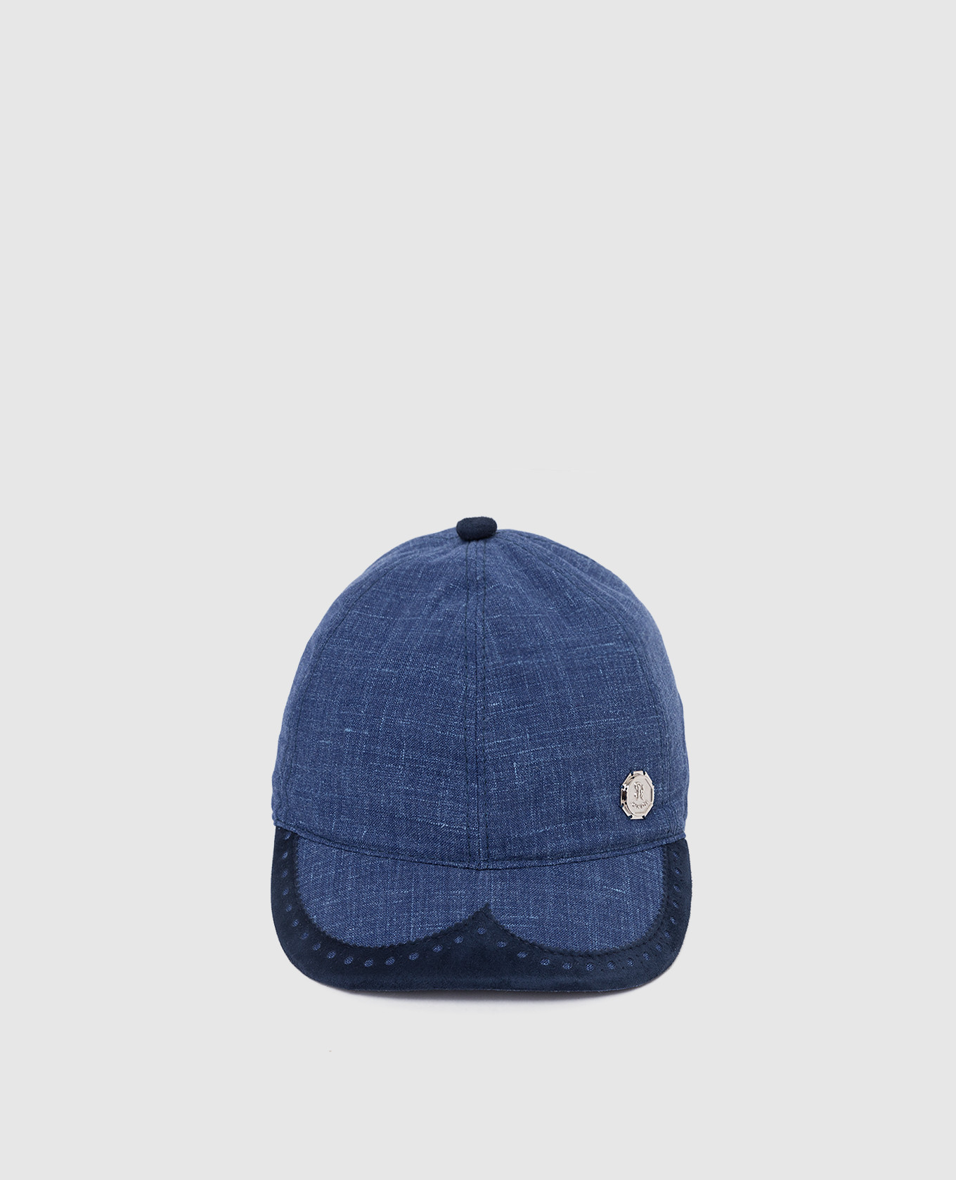 Children's blue cap in wool and silk with a pattern