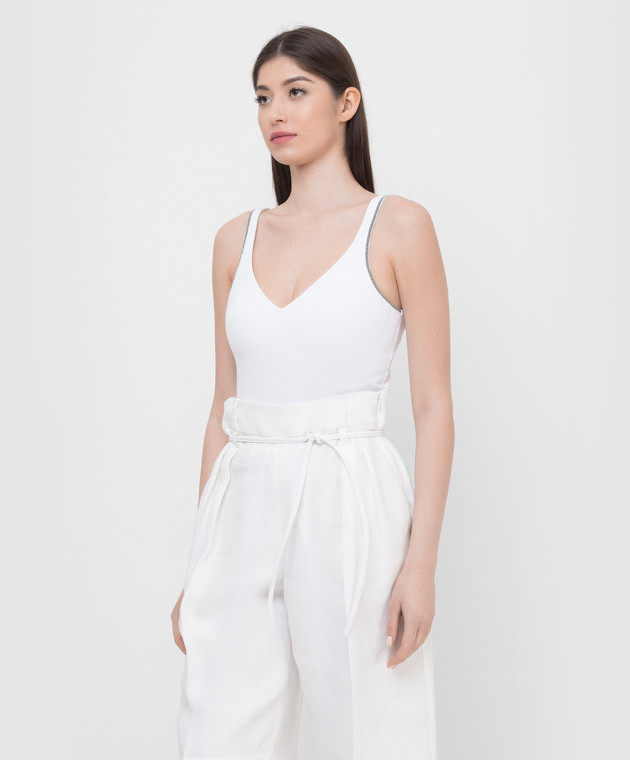 Brunello Cucinelli Белый топ с цепочками M0T18BA702 изображение 3