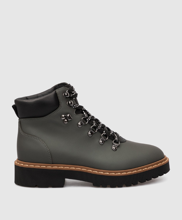 HOGAN Темно-зеленые кожаные ботинки H543 HXW5430DR60QCB