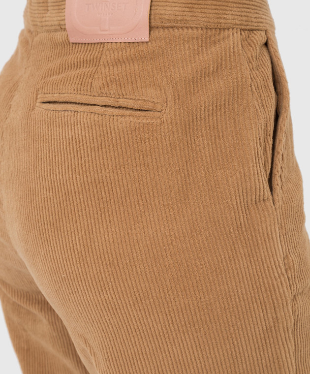 Twinset Светло-коричневые вельветовые брюки 212TT2322 изображение 5