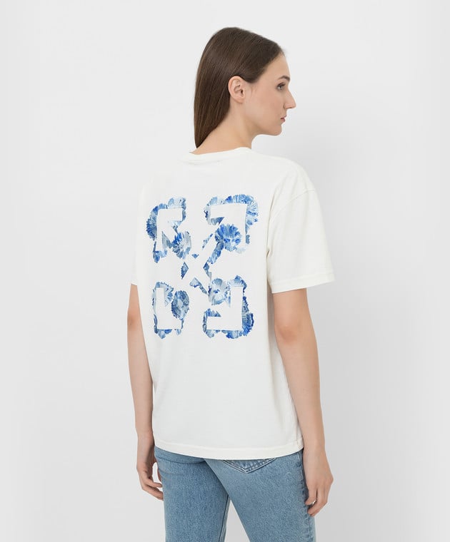 Off-White Светло-бежевая футболка с вышивкой и логотипом OWAA089F21JER002 изображение 4