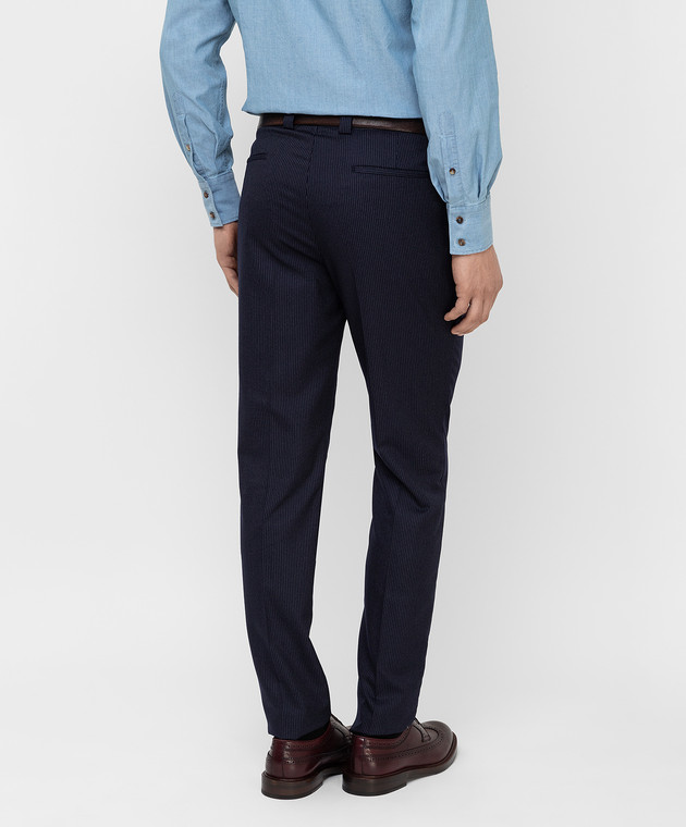 Brunello Cucinelli Темно-синие брюки из шерсти ME235E1450 изображение 4