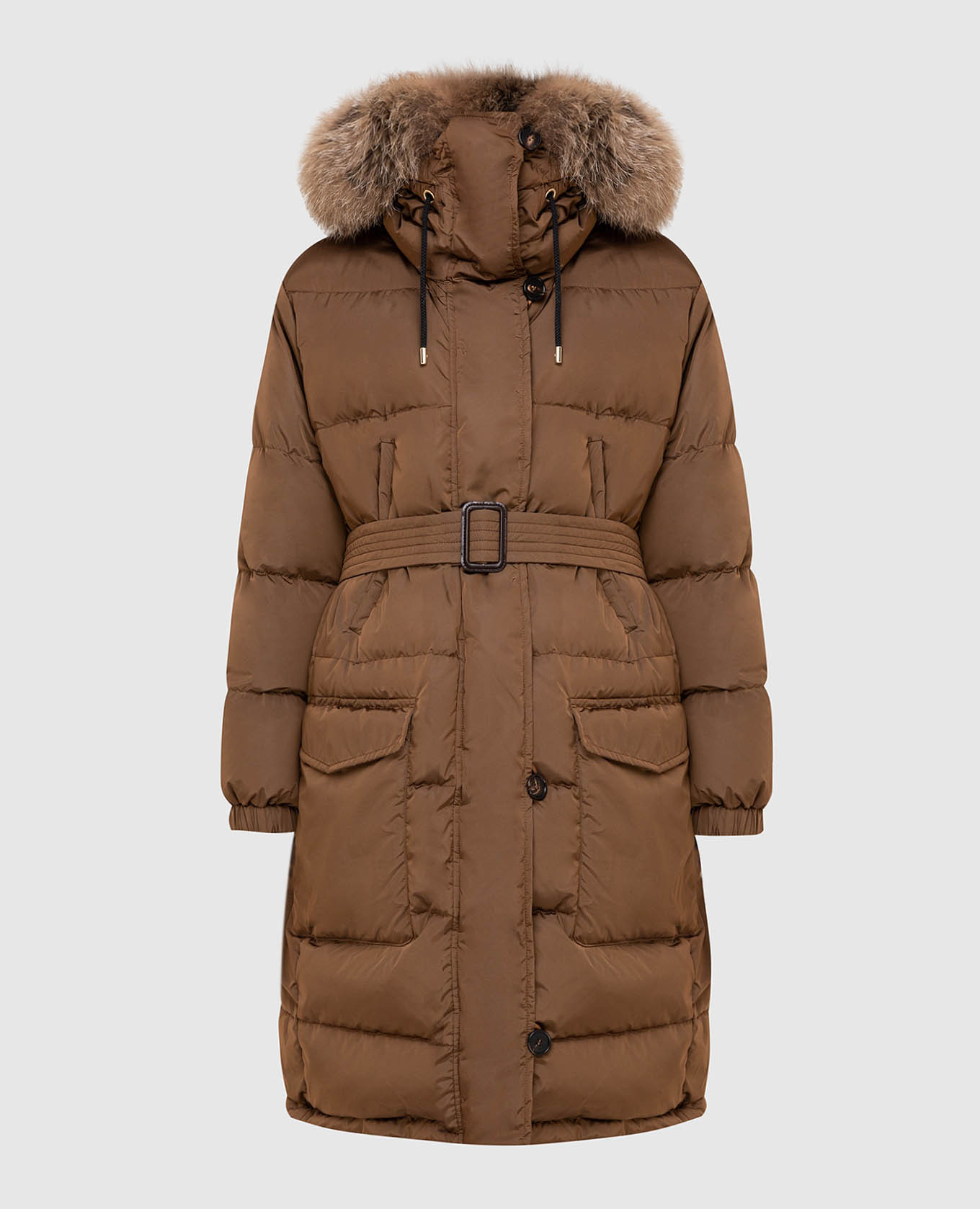 

Коричневый пуховик с мехом Max Mara, Пуховики