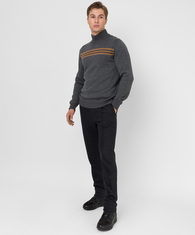 Peserico Серый свитер из шерсти с контрастным узором R59027F079770B изображение 2