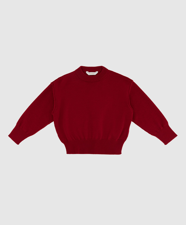 Palm Angels Children's red wool sweater with embroidery PBHA001F21KNI001