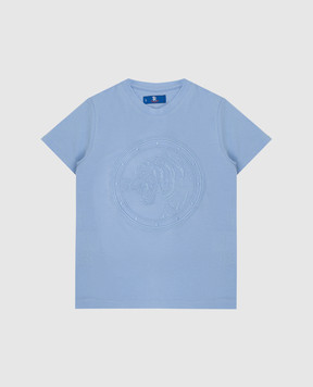 Stefano Ricci Дитяча блакитна футболка з вишивкою YNH8400170803