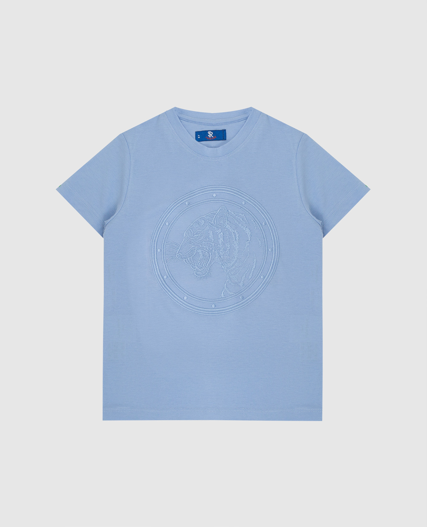 Stefano Ricci Детская голубая футболка с вышивкой YNH8400170803