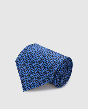 Stefano Ricci Синий шелковый галстук в узор паттерн CXDD41070