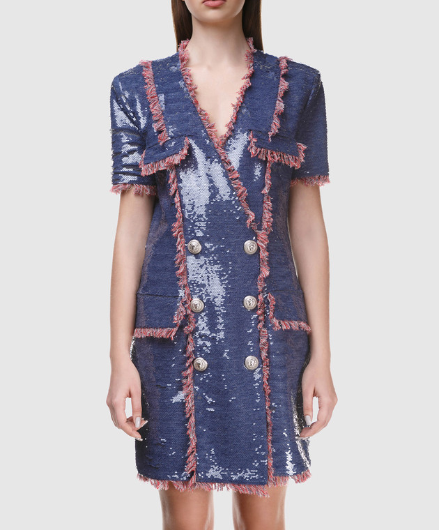 Balmain Синее платье с пайетками 123500 изображение 3