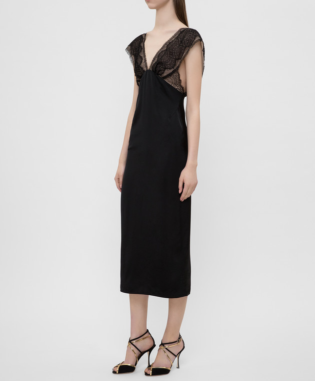 Victoria Beckham Черное платье с кружевом DRMID68100 изображение 3
