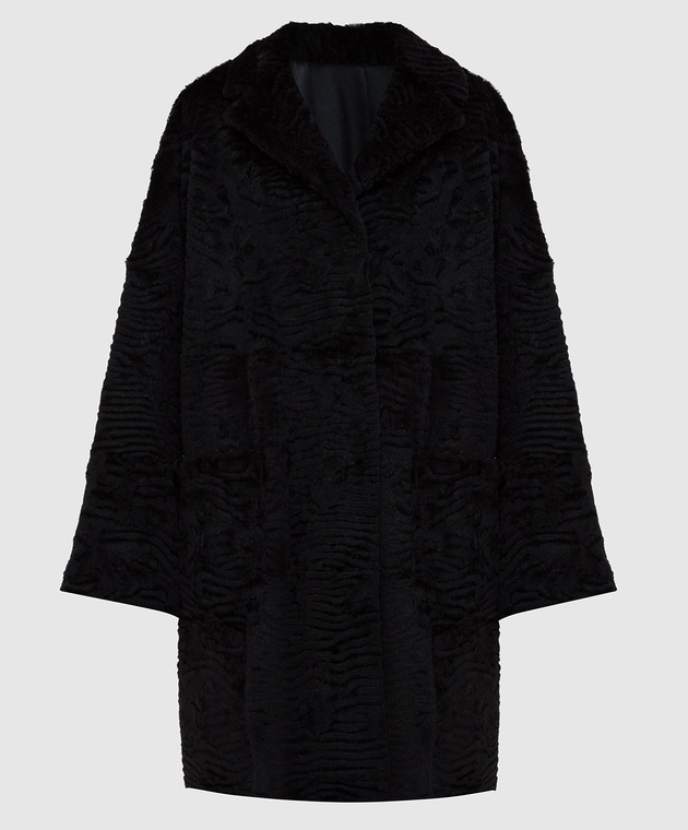 Giuliana Teso Черное пальто из меха кролика 94K9330A