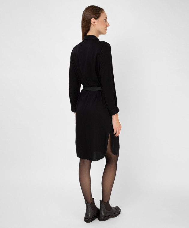 Peserico Черное платье-рубашка с разрезами S02008A02686 изображение 4