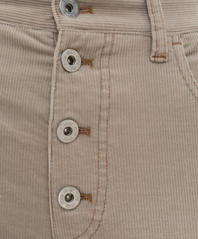 Miu Miu Бежевые вельветовые джинсы MP13091CMT изображение 5