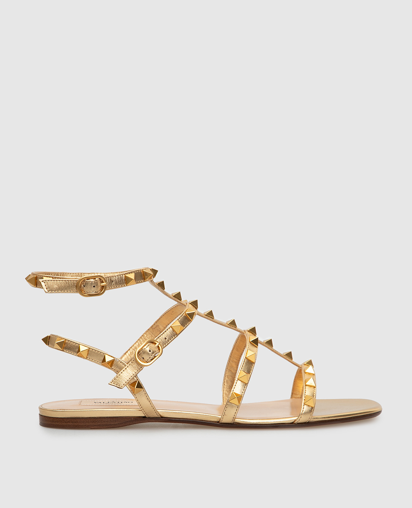 

Золотистые кожаные шлепанцы "Rockstud" Valentino, Золотистый, Шлепанцы