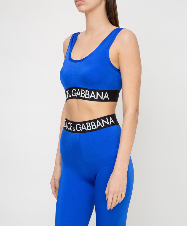 Dolce&Gabbana Синій топ з візерунком логотипу F75H7TFUGLG зображення 3