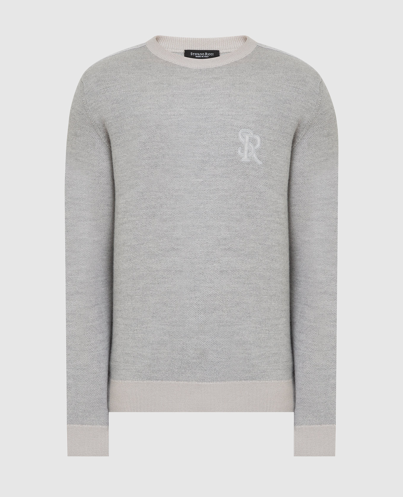 

Светло-серый джемпер из кашемира и шелка с вставками из кожи крокодила, Свитера