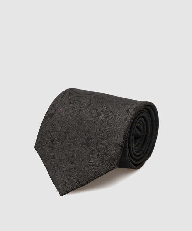 Stefano Ricci Дитячий шовковий темно-сіра краватка в візерунок YCCX94102