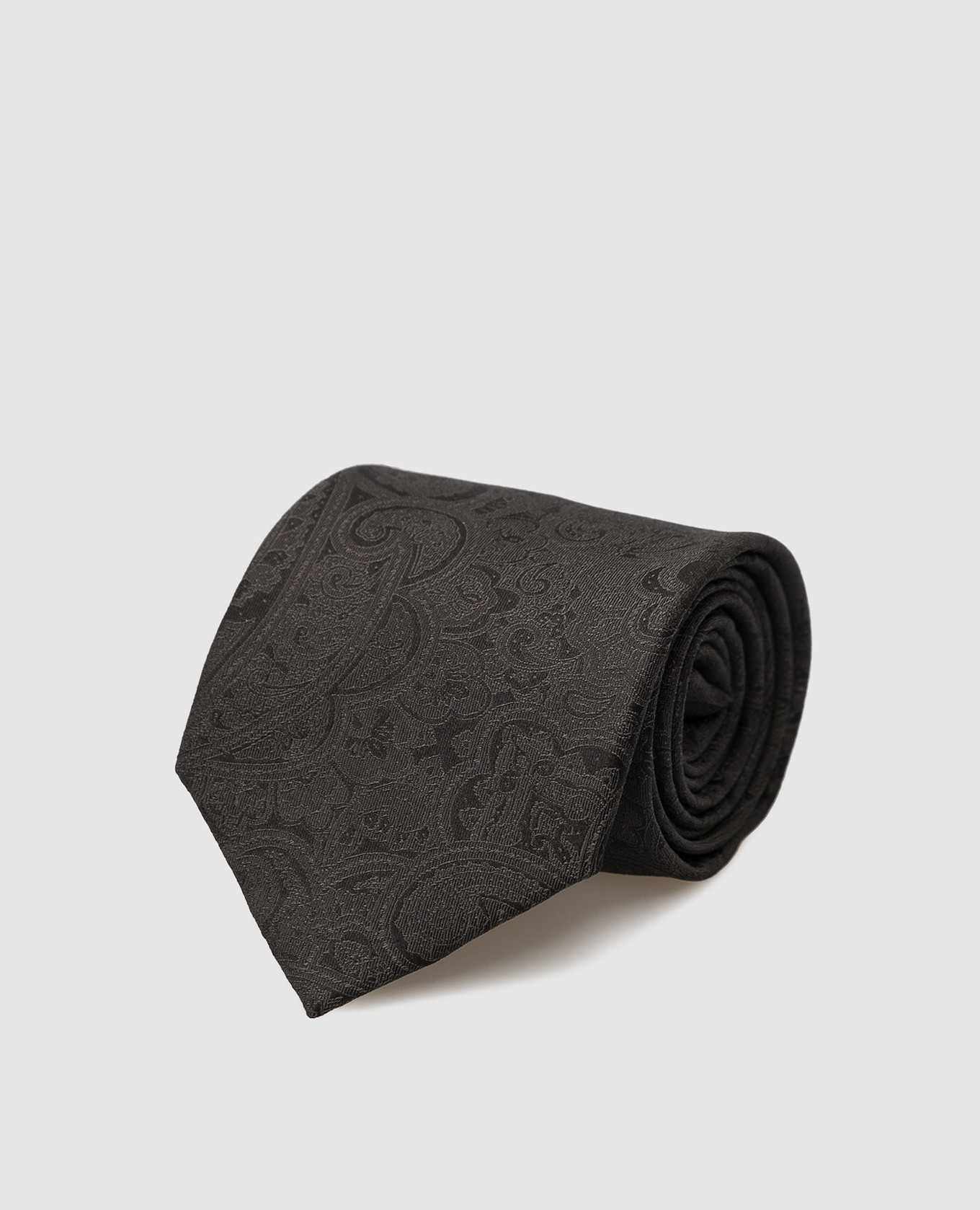 Children's silk dark gray patterned tie