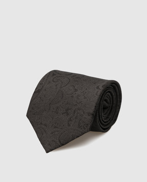 Stefano Ricci Детский шелковый темно-серый галстук в узор YCCX94102