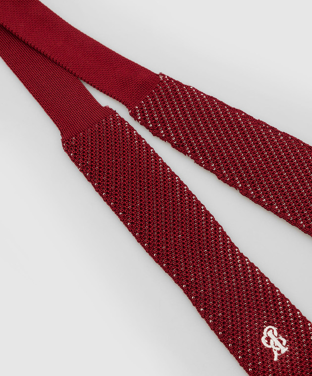 Stefano Ricci Детский бордовый шелковый галстук в узор YCRM3600SETA изображение 3