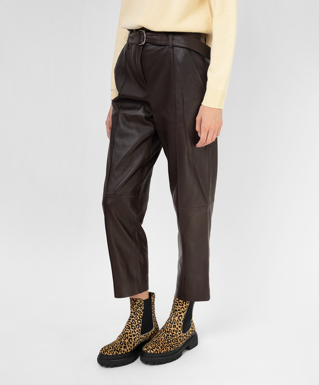 Yves Salomon Dark Brown Leather Pants ChangeClear 21WYP205XXAPXX image 3
