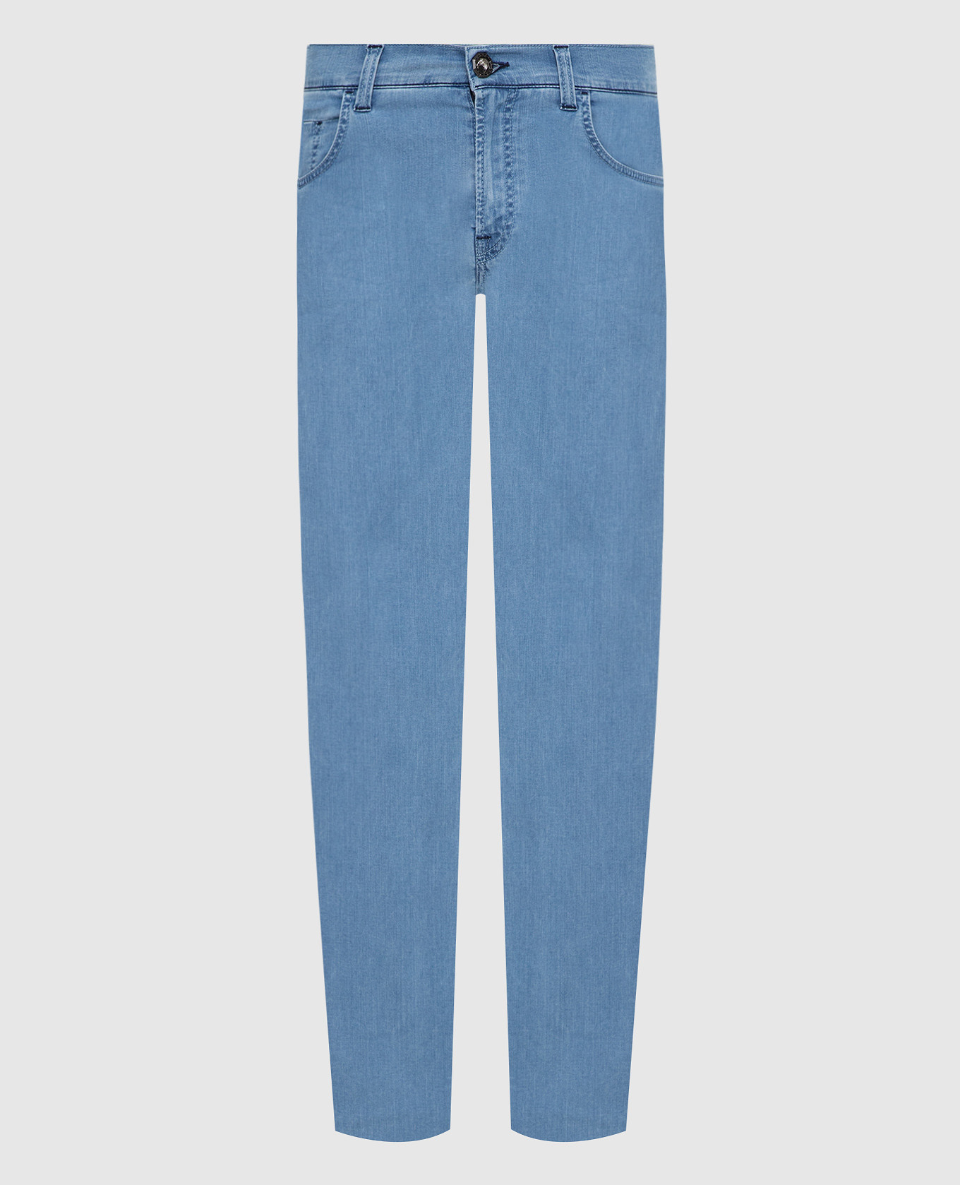 

Голубые джинсы с вышивкой логотипа, Голубой, Прямые джинсы