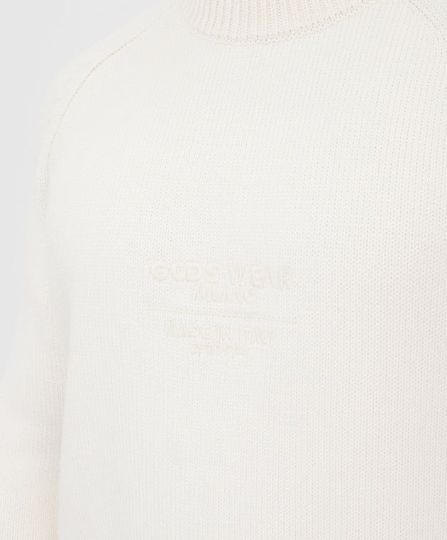 GCDS Светло-бежевый свитер с вышивкой CC94M021168 изображение 5