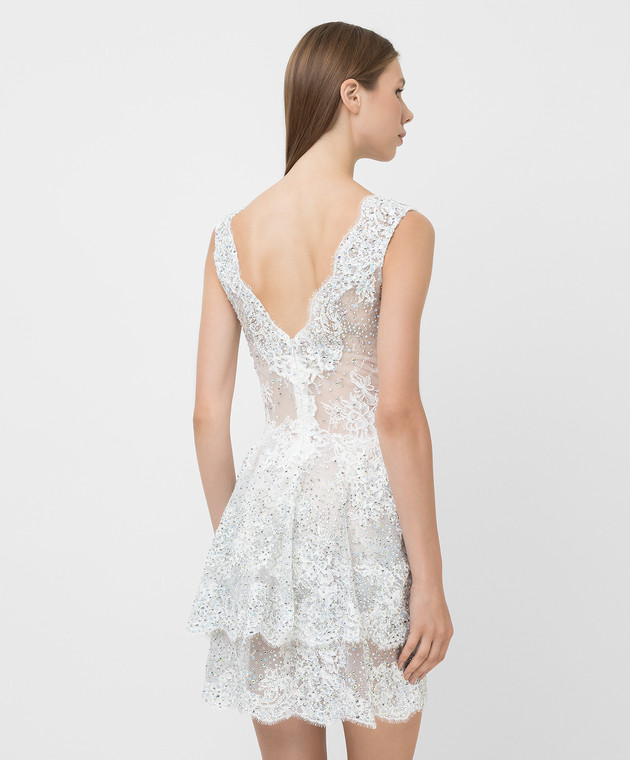 Ermanno Scervino Белое коктейльное платье с кристаллами D392Q350OJI изображение 4