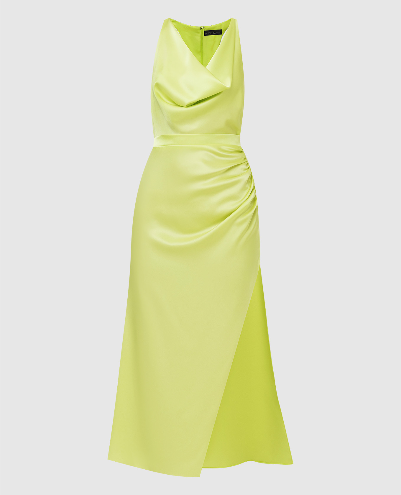 

Платье миди с драпировкой и разрезом, Желтый, Коктейльные платья