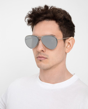 Alexander McQueen Серебристые солнцезащитные очки-авиаторы AM0102S30001835