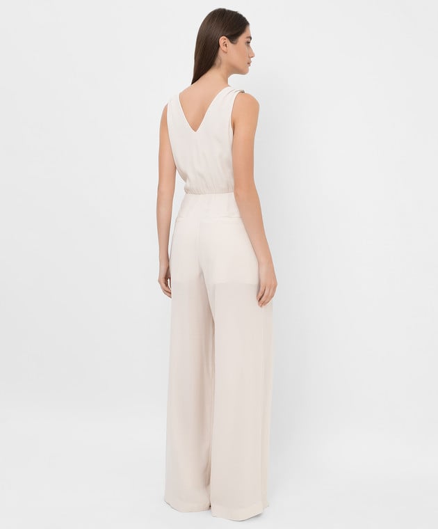 Brunello Cucinelli Light beige silk jumpsuit with slit and chains MF906BO799 image 4