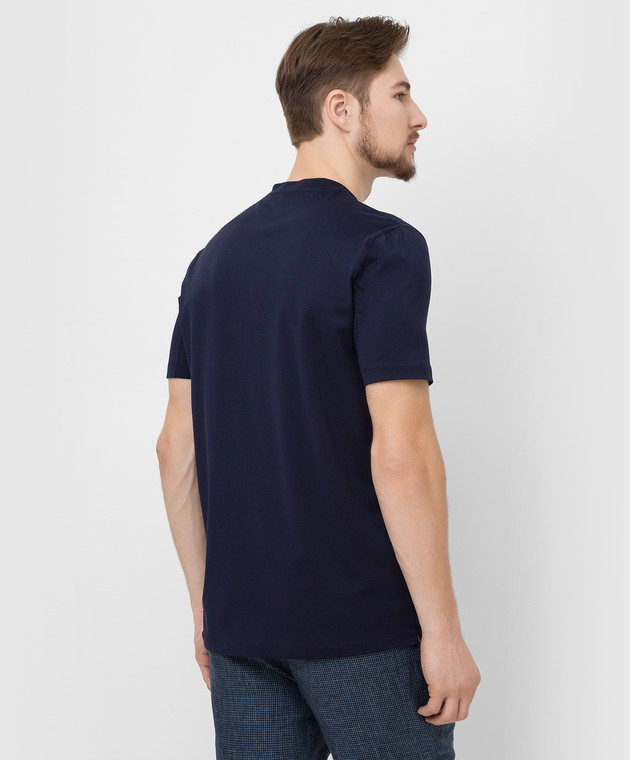 Brunello Cucinelli Темно-синяя футболка с принтом M0T718400 изображение 4