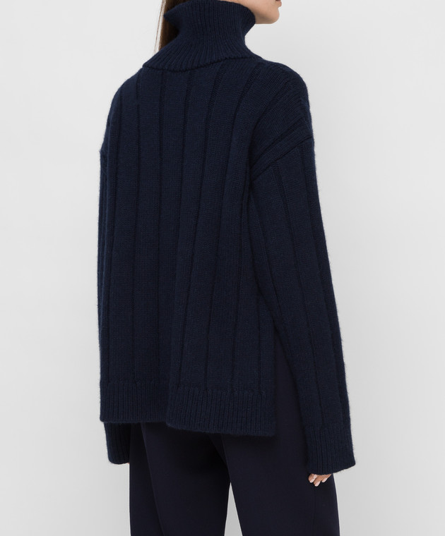 Jil Sander Темно-синій светр з вовни і альпаки з розрізами JSPT752055WTY21278 зображення 4